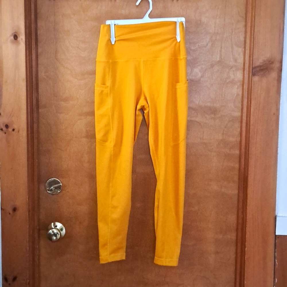 Golden Yellow exercise pants with pockets